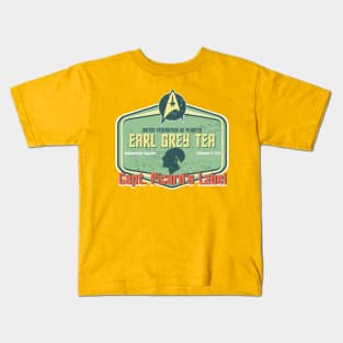 CAPT. PICARD'S LABEL EARL GREY TEA Kids T-Shirt